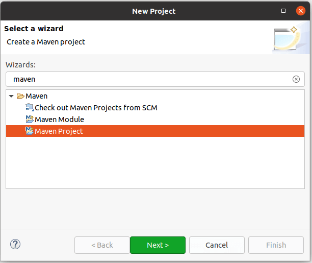 Selecting A Maven Project In Eclipse